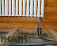 Монтаж отопления дома с баней в КП «Ивушкино», радиатор с нижним подключением
