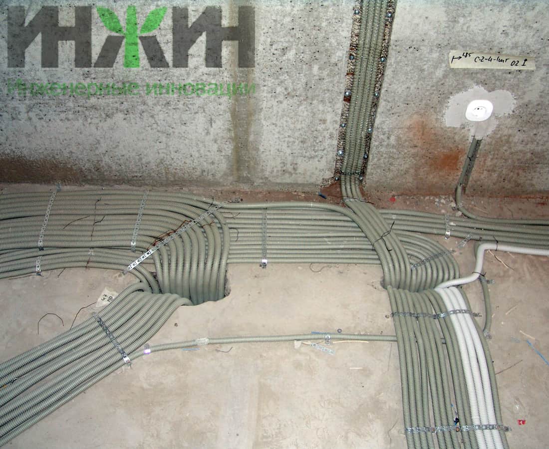 Монтаж электропроводки в полу частного дома в ЖК Воскресенское в Московской области