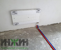 Радиатор отопления Kermi, монтаж на кухне дома в ТСН "Сосновый бор"