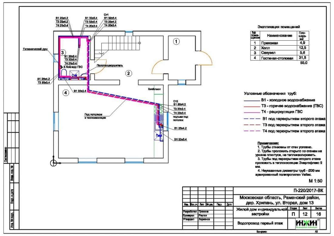 Система водоснабжения (водопровода) частного дома пример проекта 957