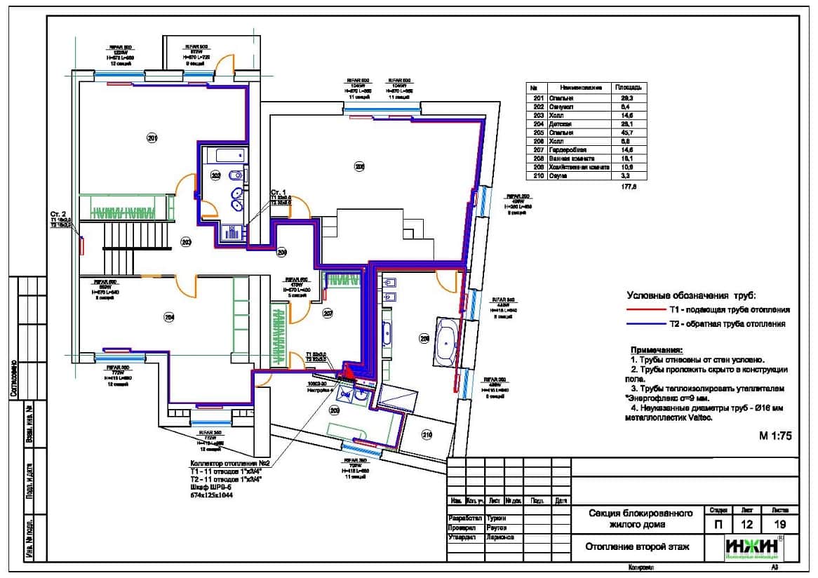 Пример проекта системы отопления таунхауса 878