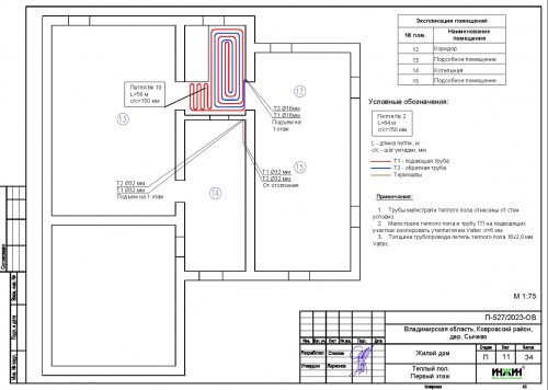 Проект отопления частного дома, пример 2005