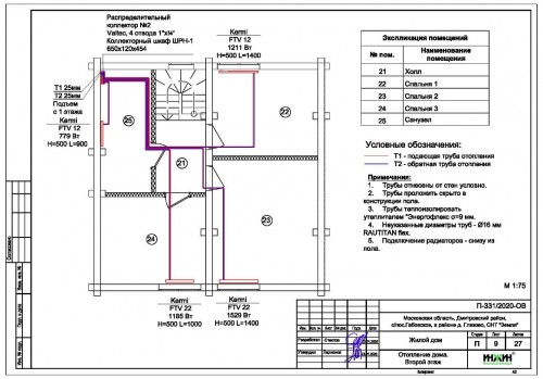 Проект отопления частного дома 1250