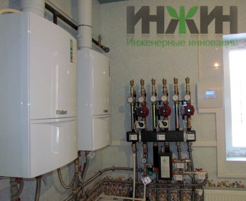 Каскад из двух газовых котлов Vaillant, фото котельной 156