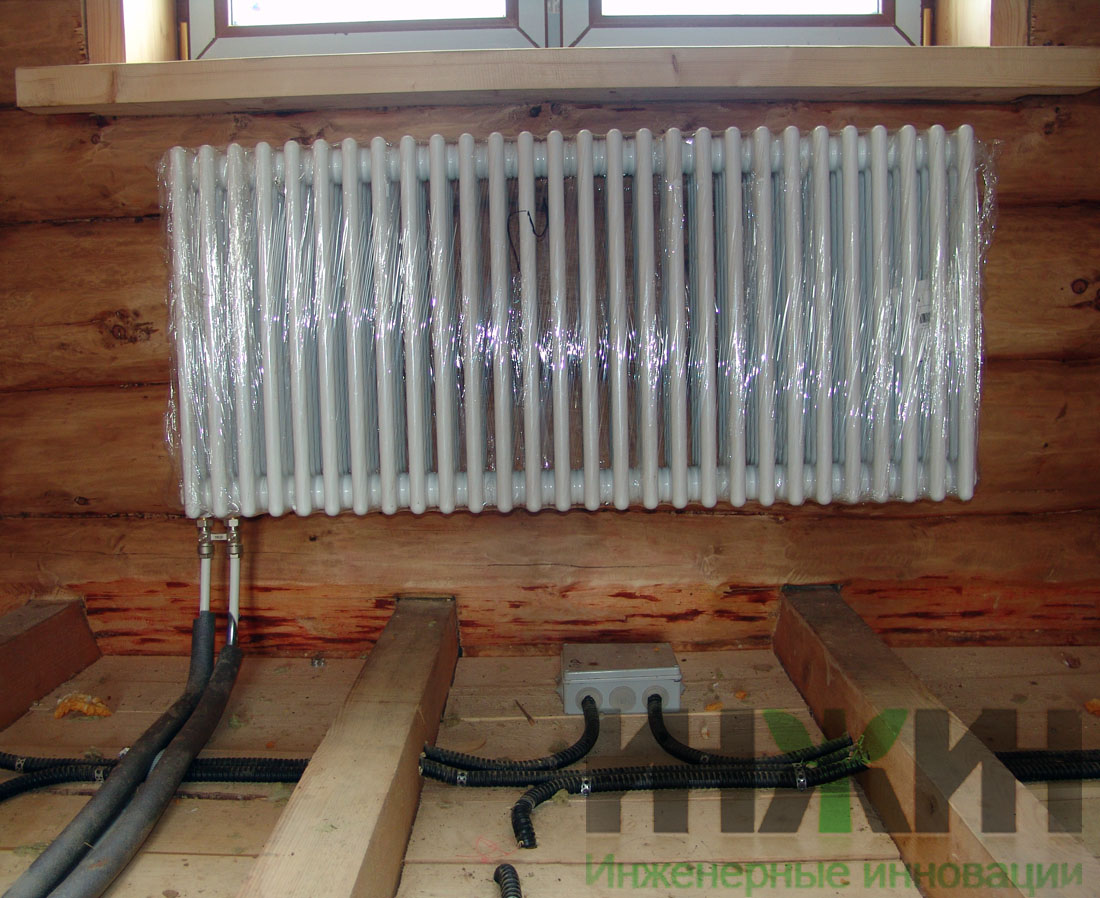 Монтаж радиатора отопления Zehnder в деревянном доме