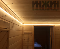 Монтаж подсветки в деревянной бане в с. Ильинское Московской области