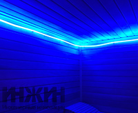 Монтаж светодиодной подсветки деревянной бани в с. Ильинское
