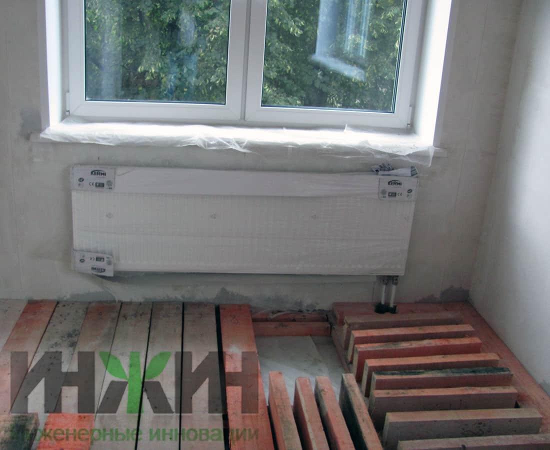 Монтаж радиатора Kermi для отопления частного дома в Московской области