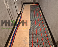 Монтаж водяного теплого пола в кладовой дома в КП "Березовый парк 4"