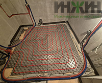 Теплый пол в санузле 1-го этажа дома в КП "Березовый парк 4"