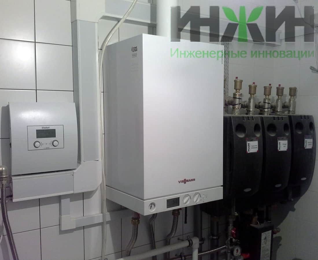 Монтаж настенного газового котла Viessmann  в котельной частного дома в Калужской области