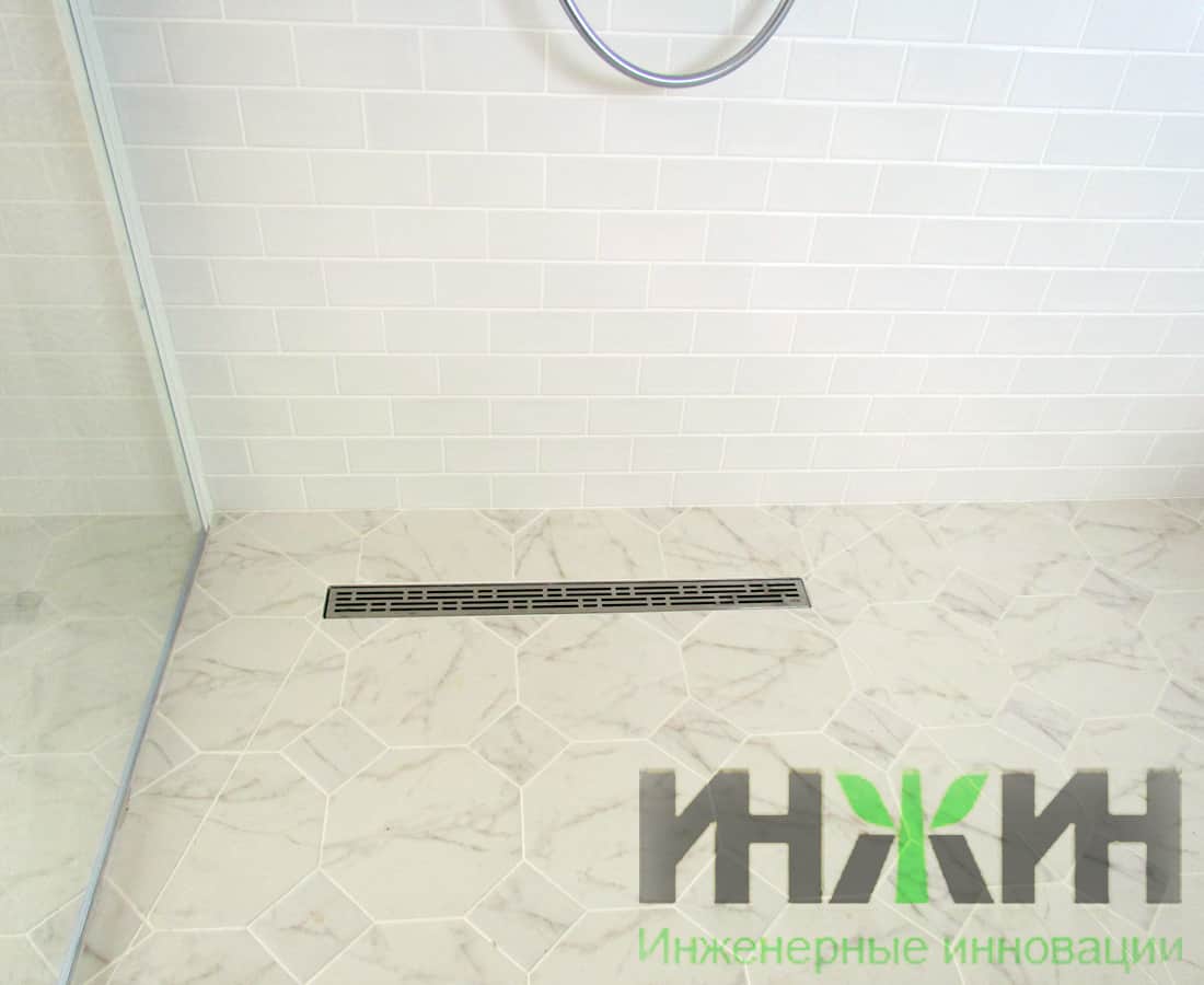 Монтаж душевого лотка Viega в системе канализации частного дома, фото канализации 160