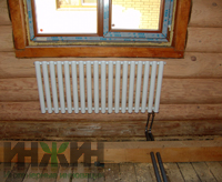 Монтаж отопления дома с баней в КП «Ивушкино», установка радиатора КЗТО