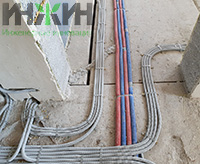 Монтаж электропроводки в полу дома из кирпича (КП "Дачный-2")