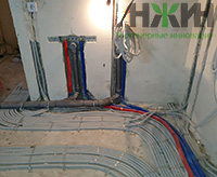 Монтаж электрики в полу кирпичного дома в КП "Дачный-2"