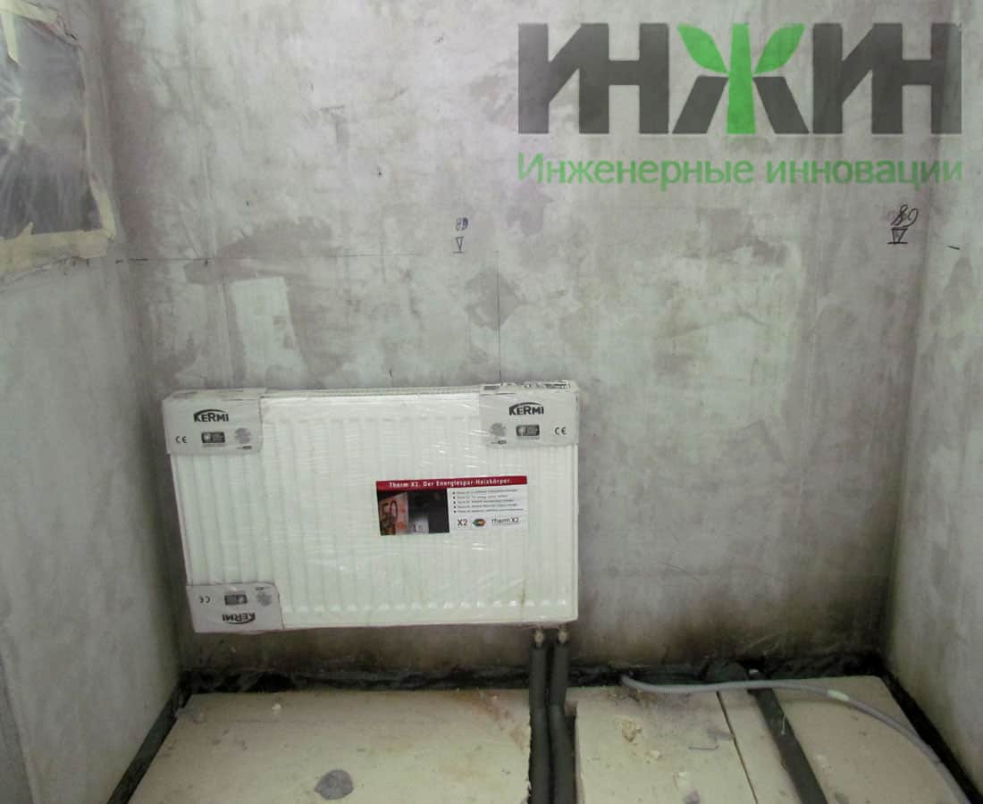 Монтаж радиатора Kermi для системы отопления дома во Владимирской области