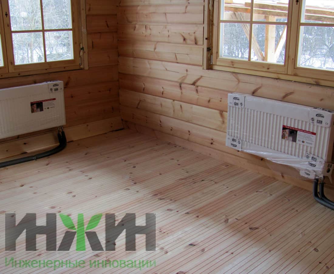 Монтаж радиаторов отопления Kermi в деревянном доме из бруса