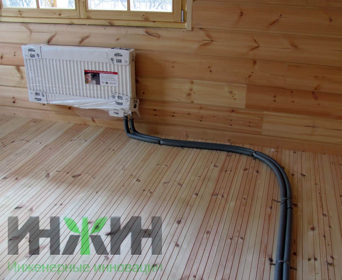 Монтаж радиатора отопления Kermi в деревянном доме