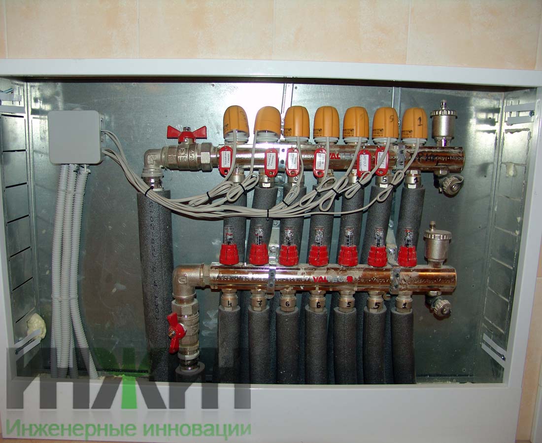 Монтаж коллектора теплого пола Valtec с сервоприводами для отопления