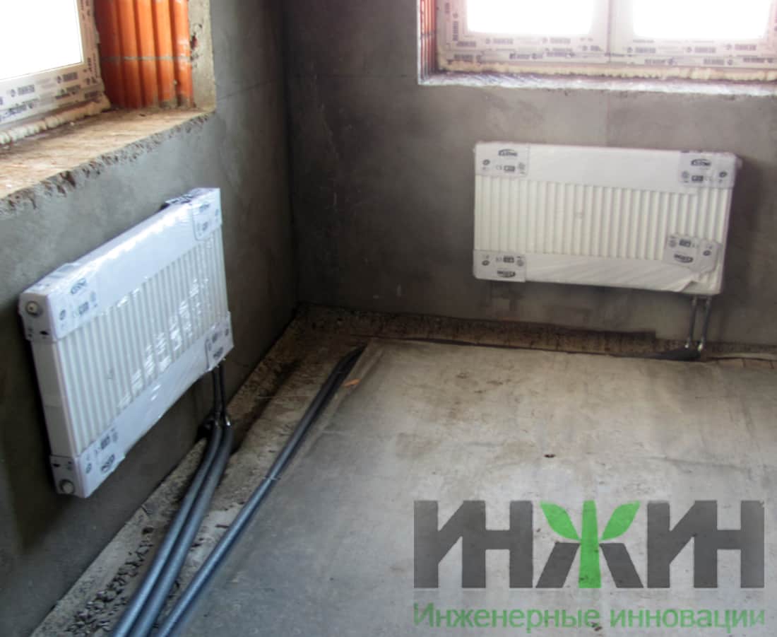 Монтаж радиаторов отопления Kermi в системе отопления частного дома в Тверской области