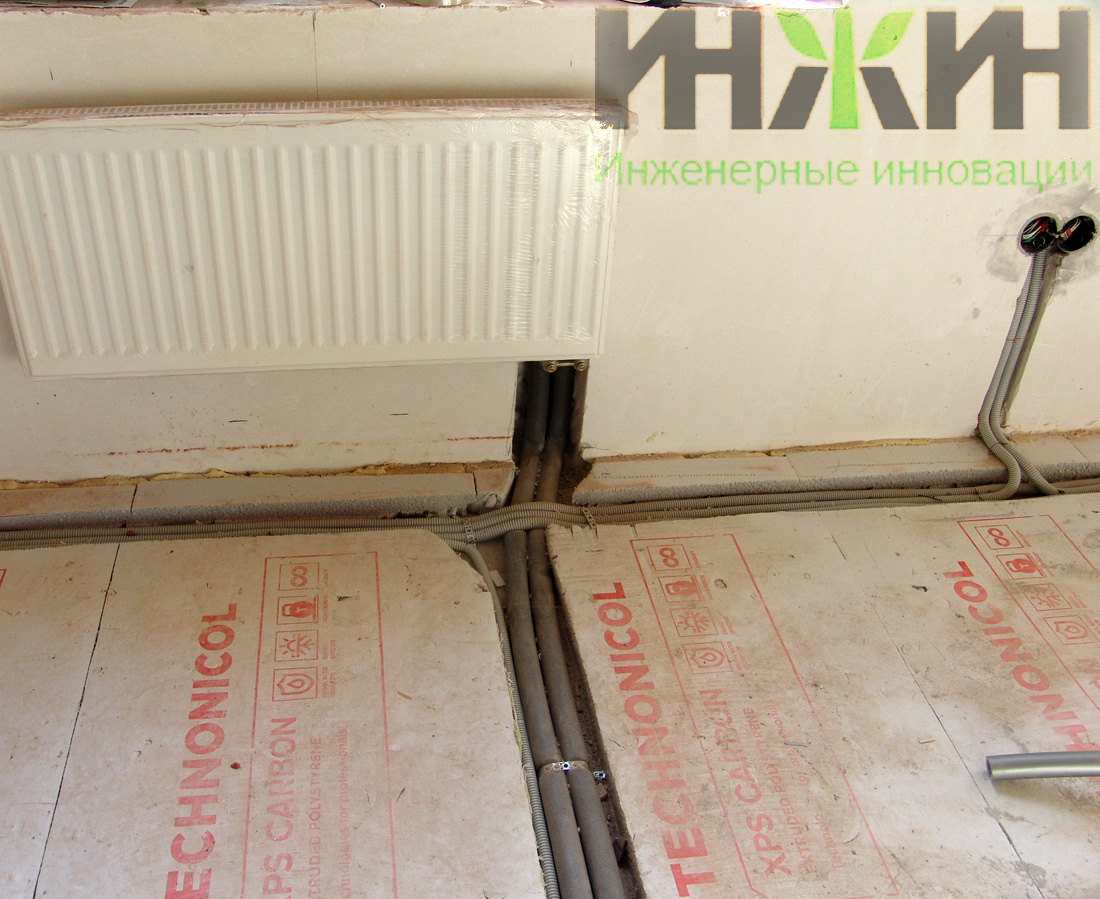 Монтаж электрики в стене дома (КП "Кстининское Озеро")