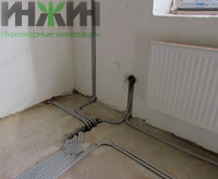 Монтаж кабелей электрических в полу дома в КП "Кстининское Озеро"