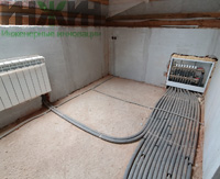 Монтаж радиатора отопления в доме из кирпича в КП «Лесной»