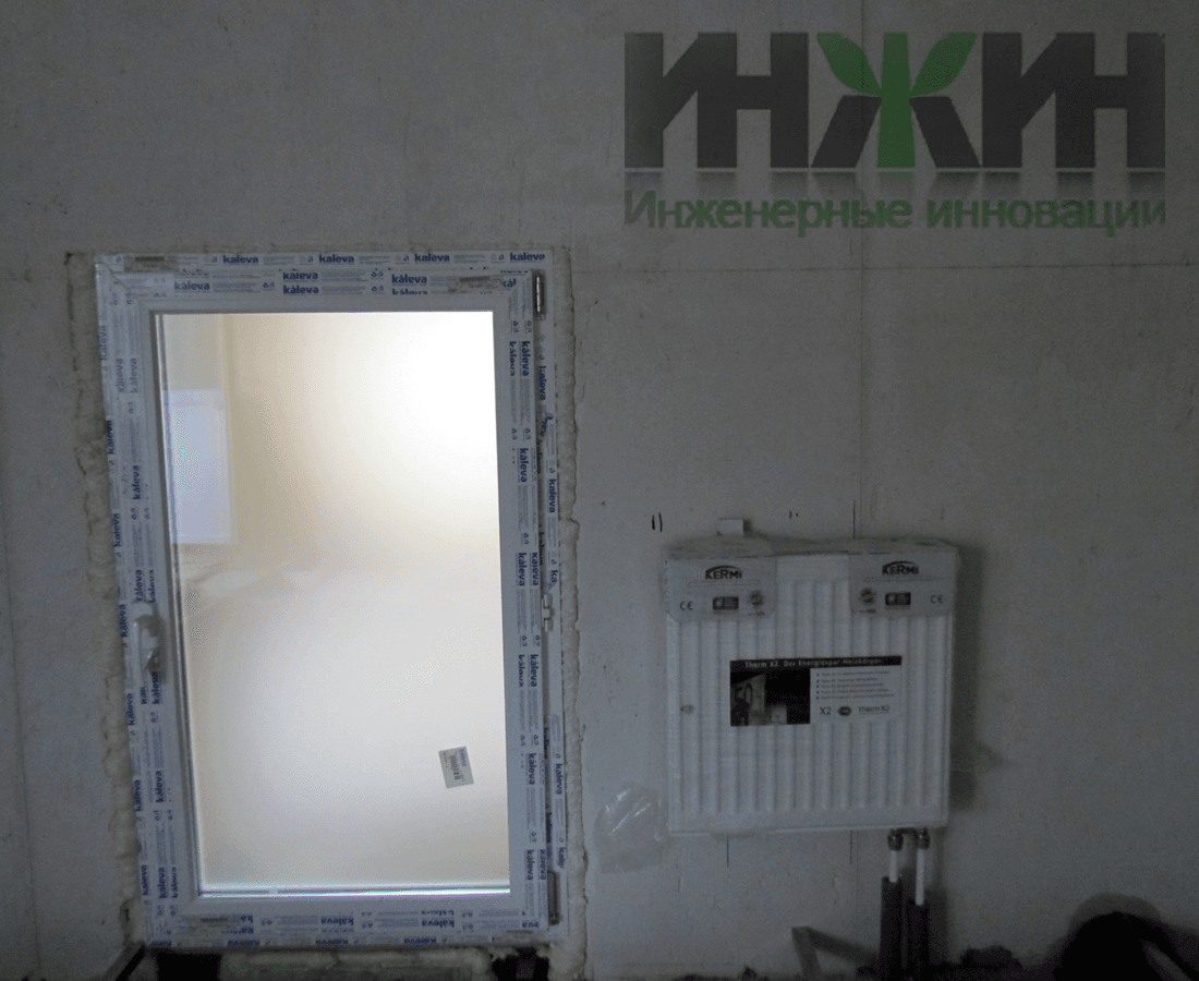 Монтаж радиатора отопления Kermi в частном доме, фото отопления 090