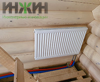Радиатор отопления Kermi, монтаж на лестнице в доме в с. Новоникольское