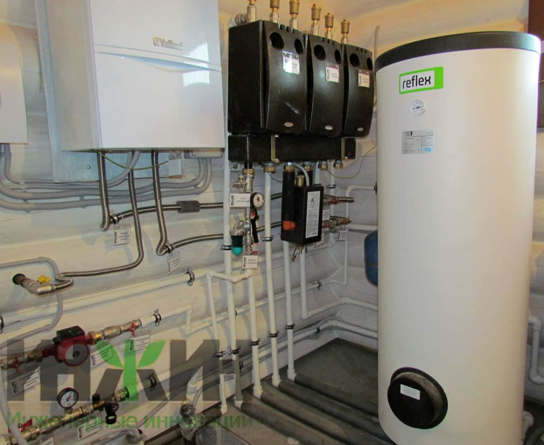 Монтаж котельной в деревянном доме, котел Vaillant, бойлер горячей воды Reflex