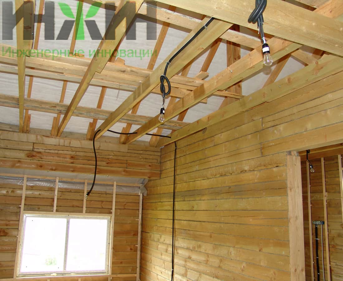 Электрика в деревянном доме, монтаж электропроводки в потолке, фото 309