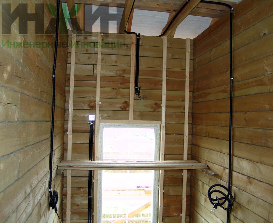 Монтаж электрики в деревянном доме из бруса в Тульской области