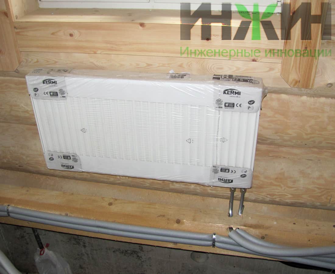 Монтаж радиатора отопления Kermi в деревянном доме, фото 408
