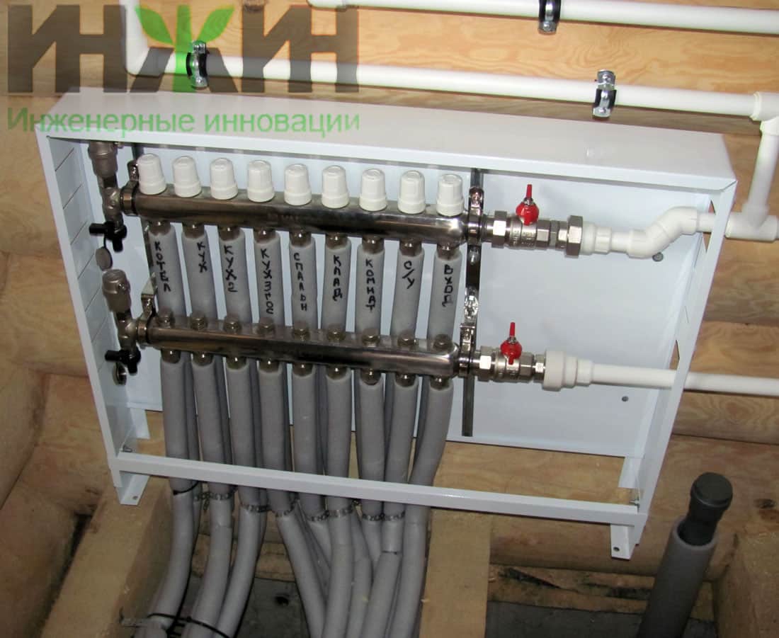 Коллектор отопления Rehau, монтаж в системе радиаторного отопления деревянного дома, фото 409