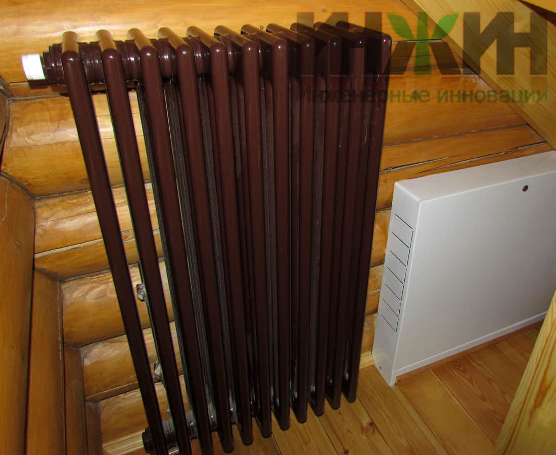 Монтаж радиатора отопления Zehnder в деревянном доме в Тульской области