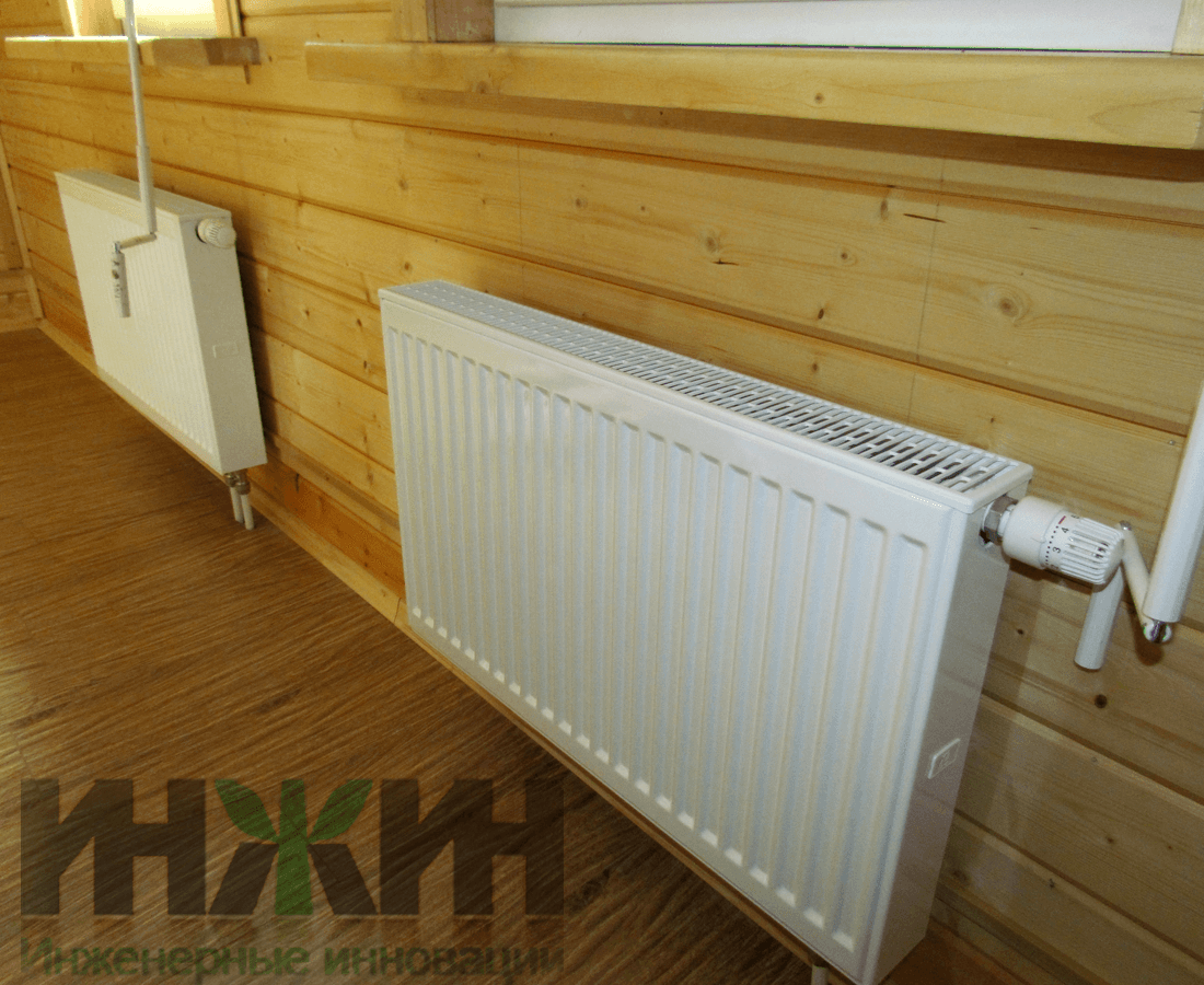 Установка радиаторов отопления Kermi в деревянном доме
