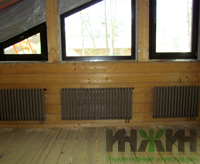 Радиаторы отопления трубчатые, установка в деревянном доме КП "Зеленый Бор"