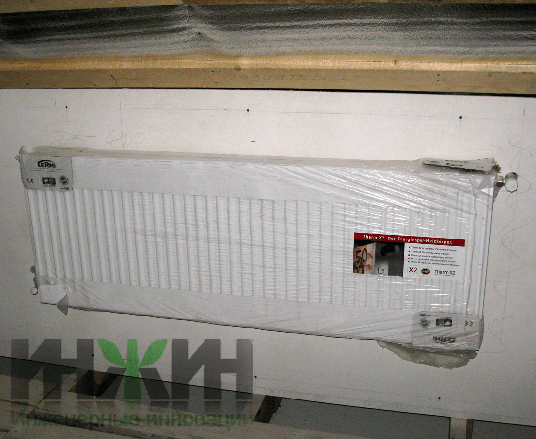 Монтаж стального радиатора отопления Kermi в каркасном доме