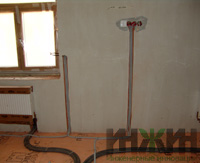 Монтаж электрики дома в ДНП "Топаз", электропроводка в гостиной