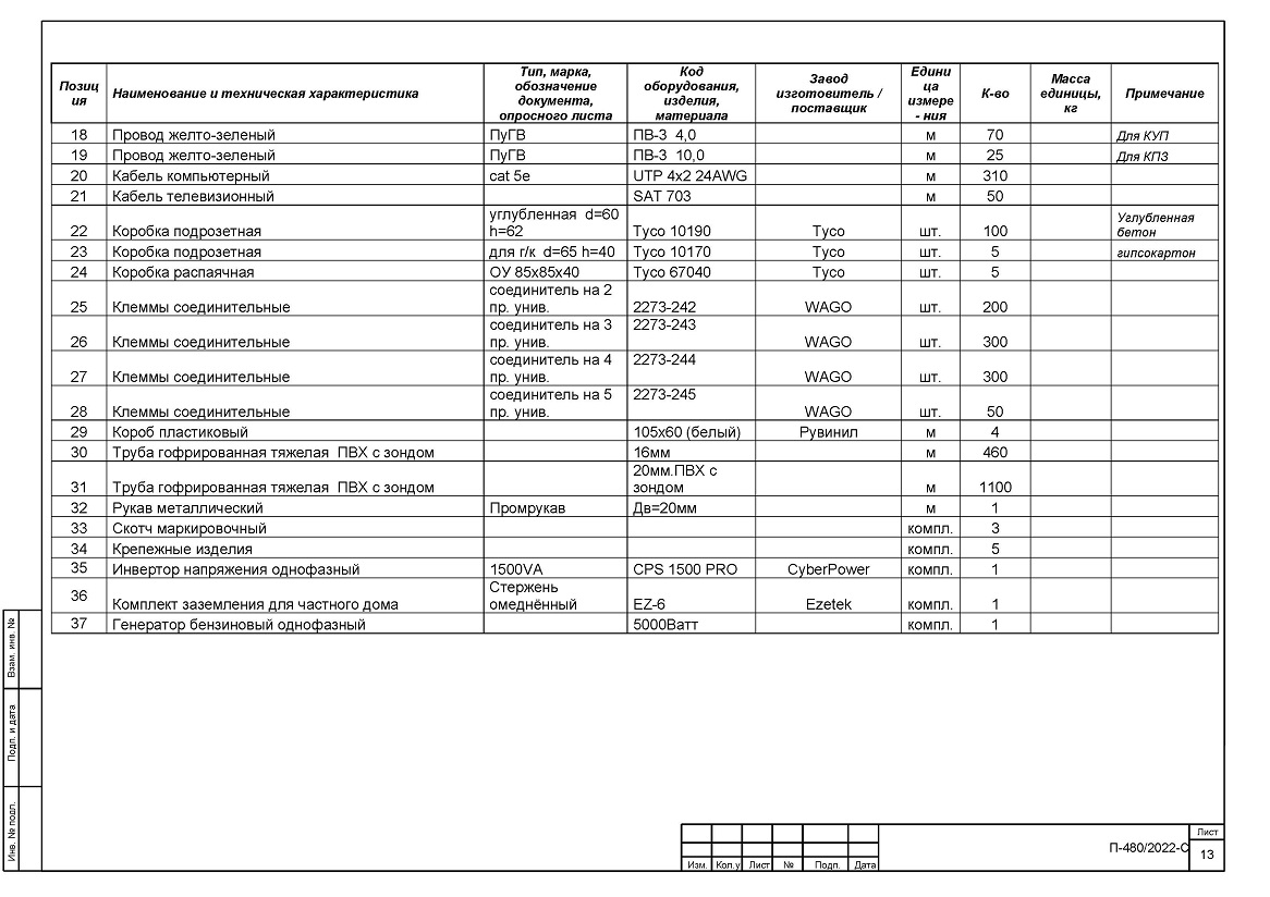 Проект электропроводки и электрики дома 770, пример