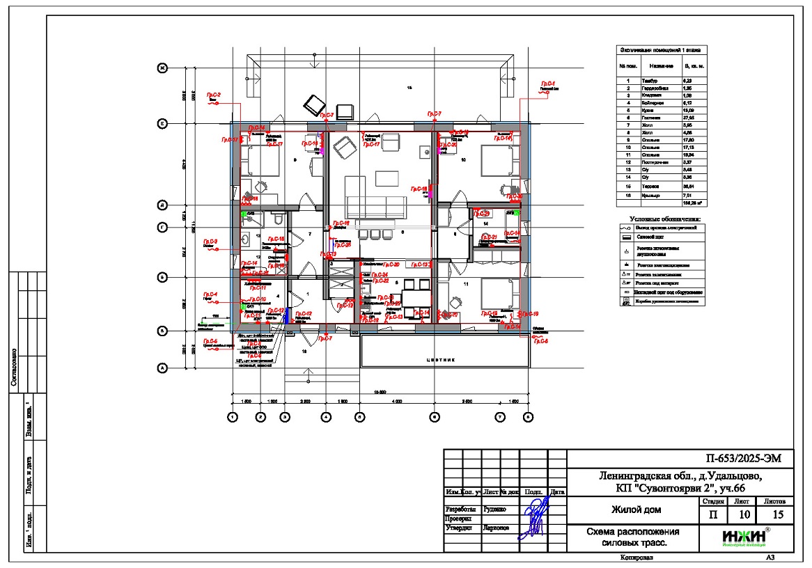 Проект электропроводки и электрики дома 1167 пример