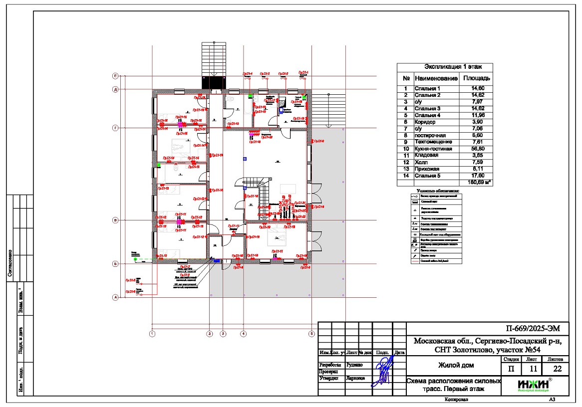 Проект электропроводки и электрики дома 1161 пример