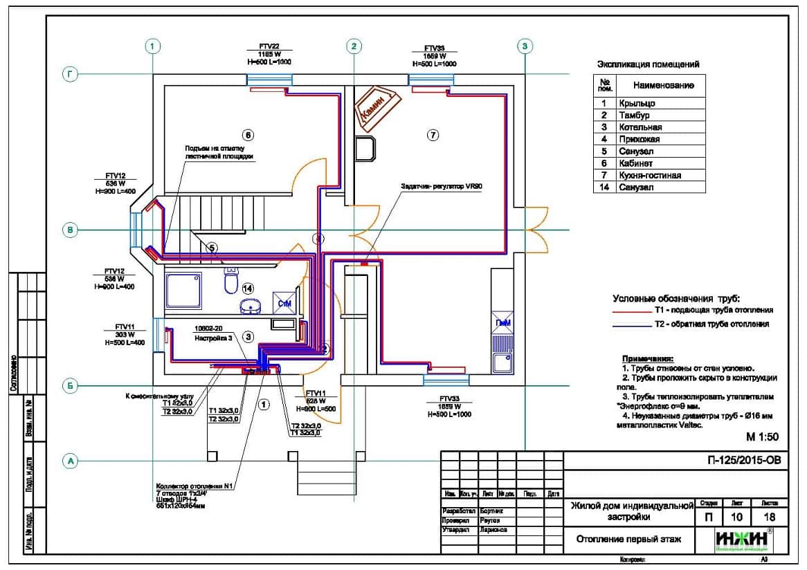 Проект отопления, водоснабжения и канализации частного дома 133 м.кв.