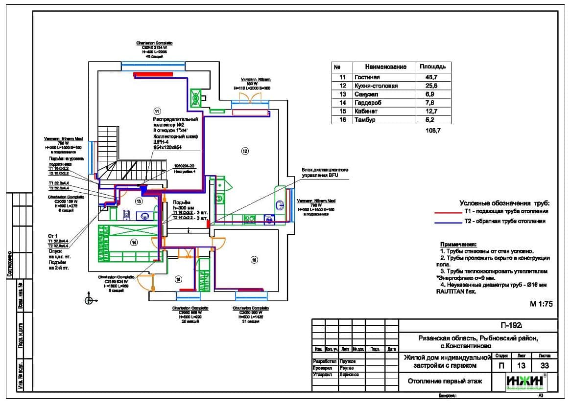 Система отопления дома пример проекта 896