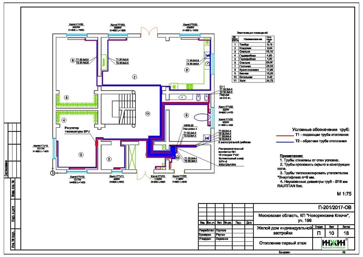 Система отопления дома пример проекта 914