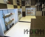 Коллекторы отопления и теплого пола в котельной дома в КП 